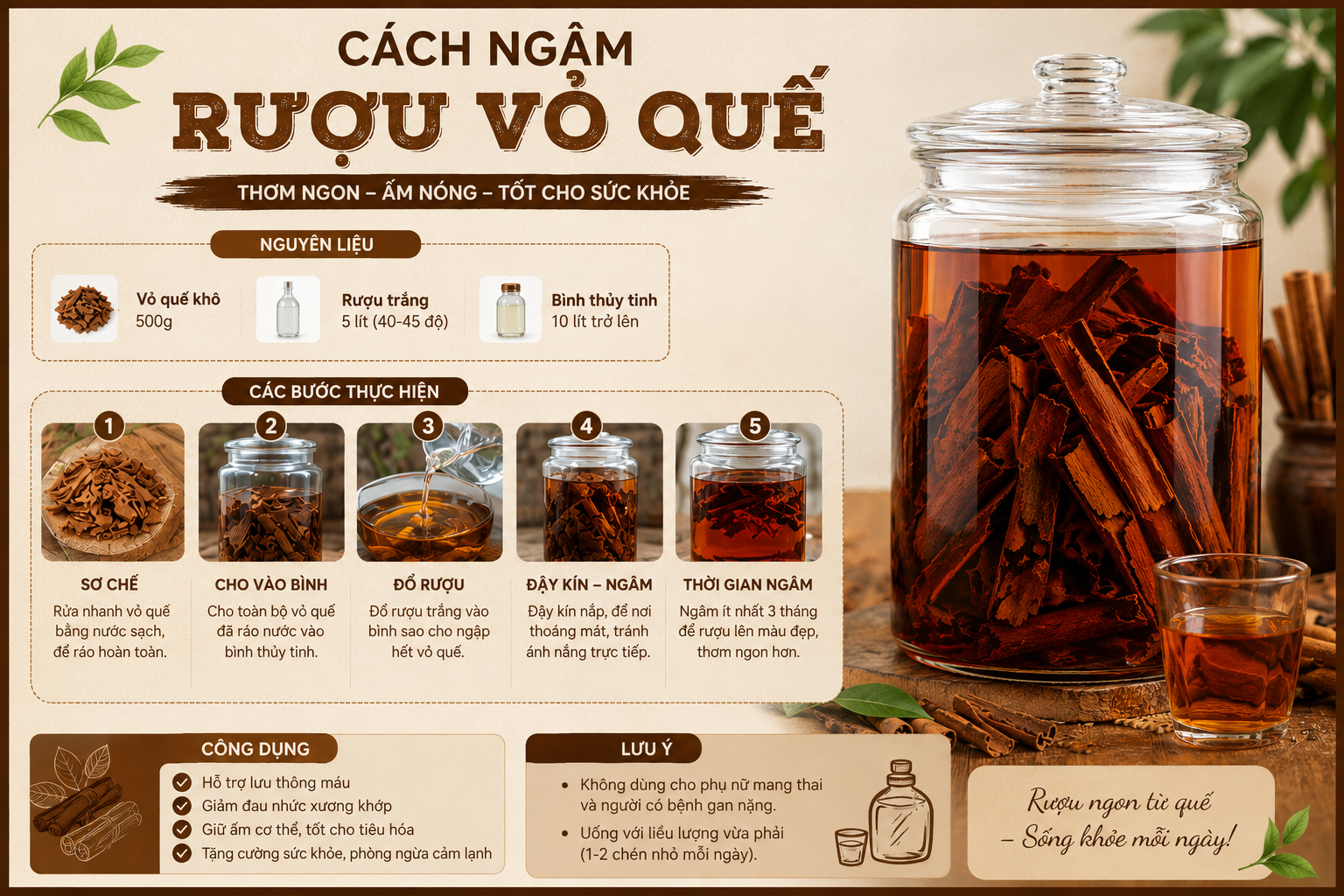 Cách ngâm rượu vỏ quế