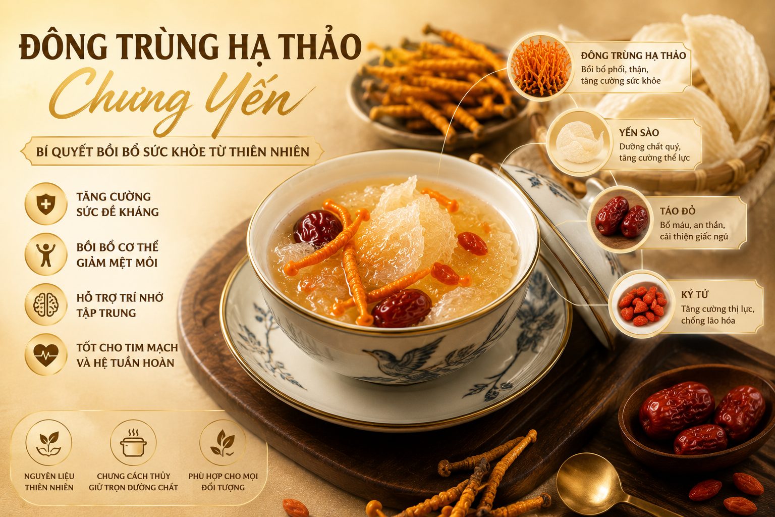 Đông trùng hạ thảo chưng yến