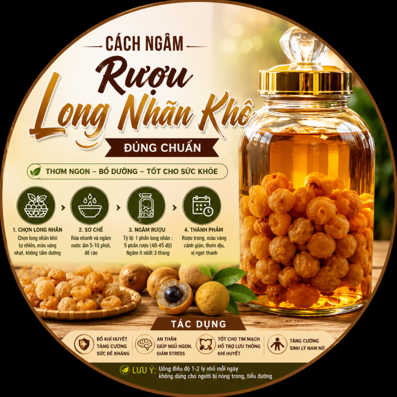 Cách ngâm rượu long nhãn khô