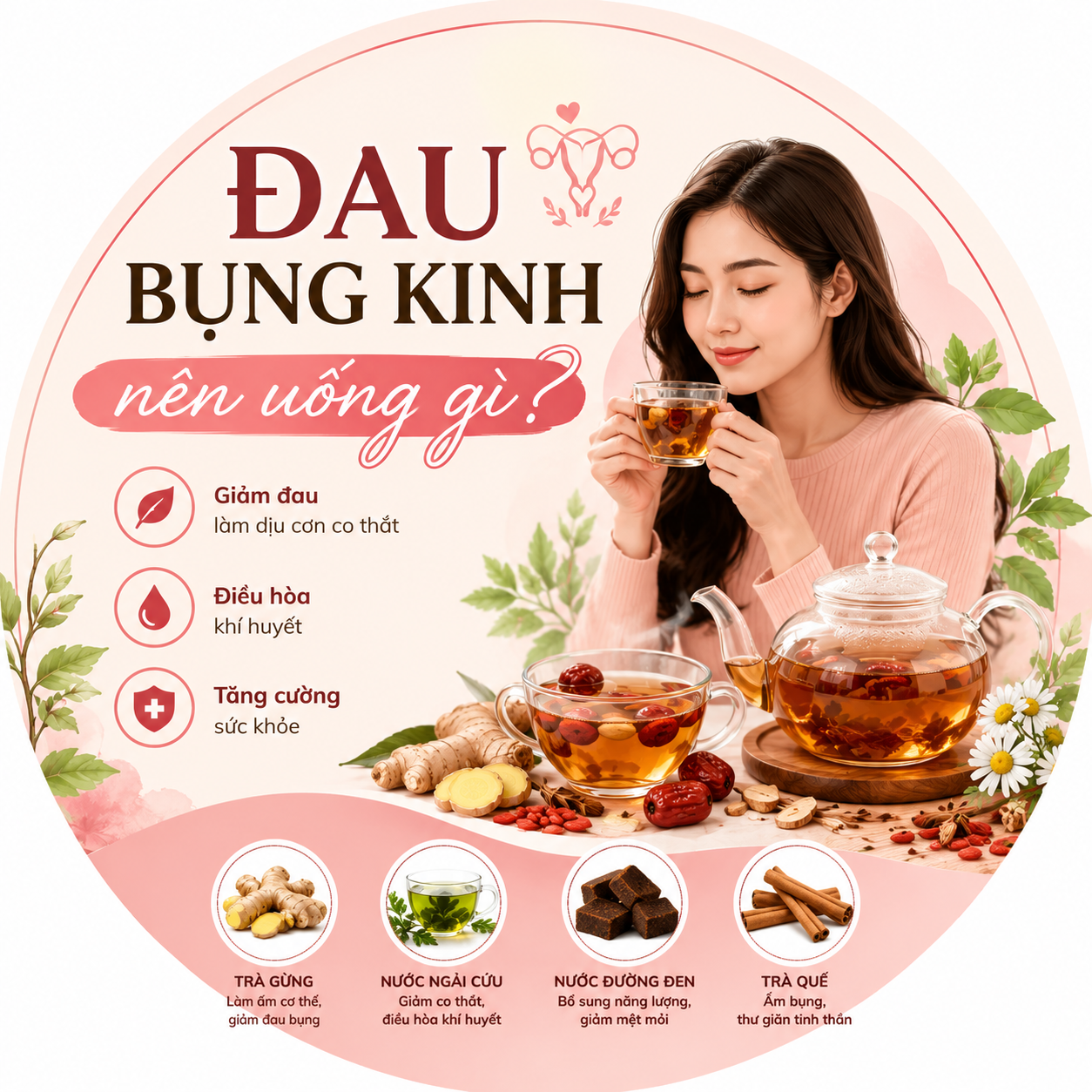 Đau bụng kinh nên uống gì