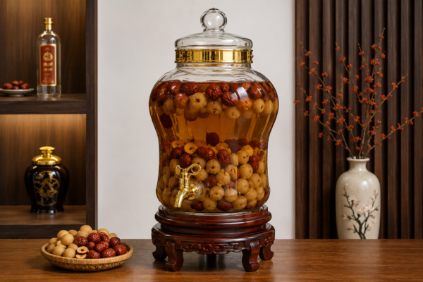 rượu long nhãn với táo đỏ